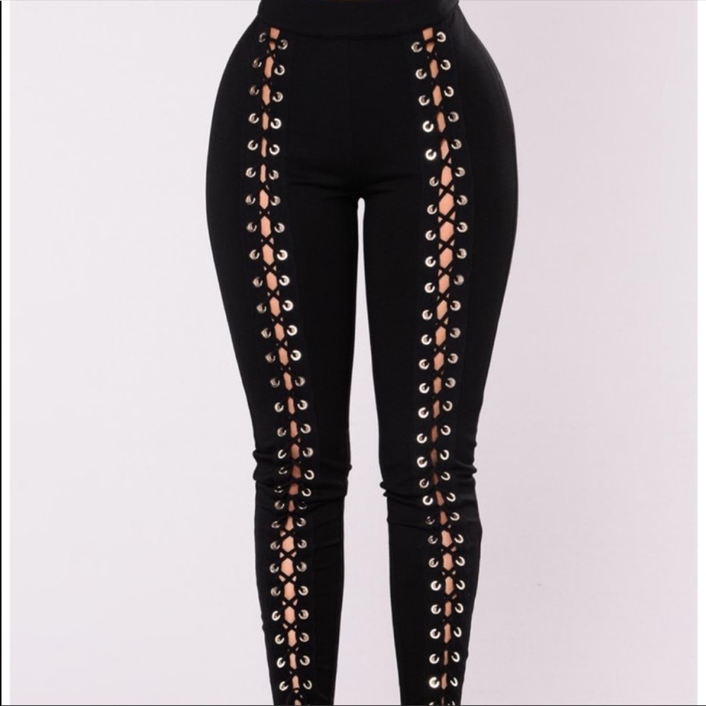 Fashion nova X’s & O’s lace up pants.